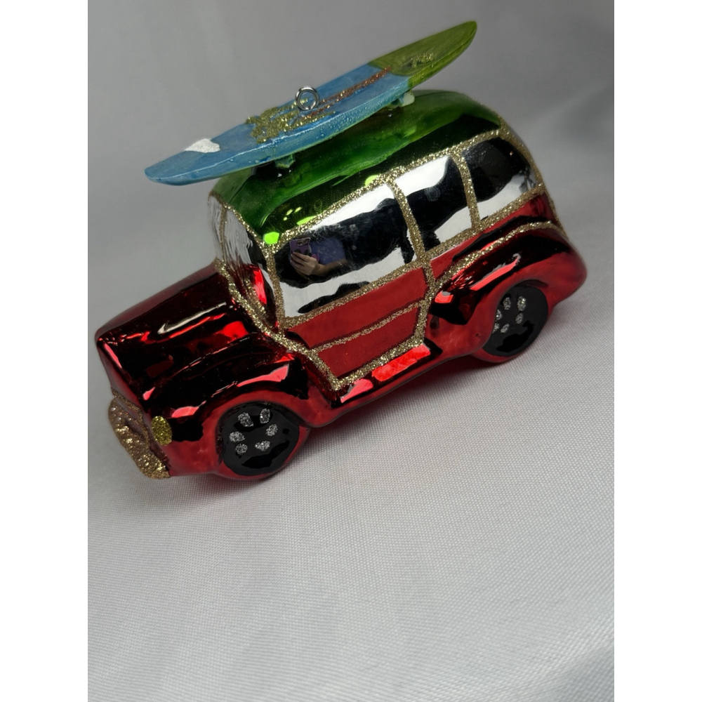 Mercury Glass? Station Wagon Automobile Car Christmas Ornament Surfboard Holiday - Picture 3 of 12
